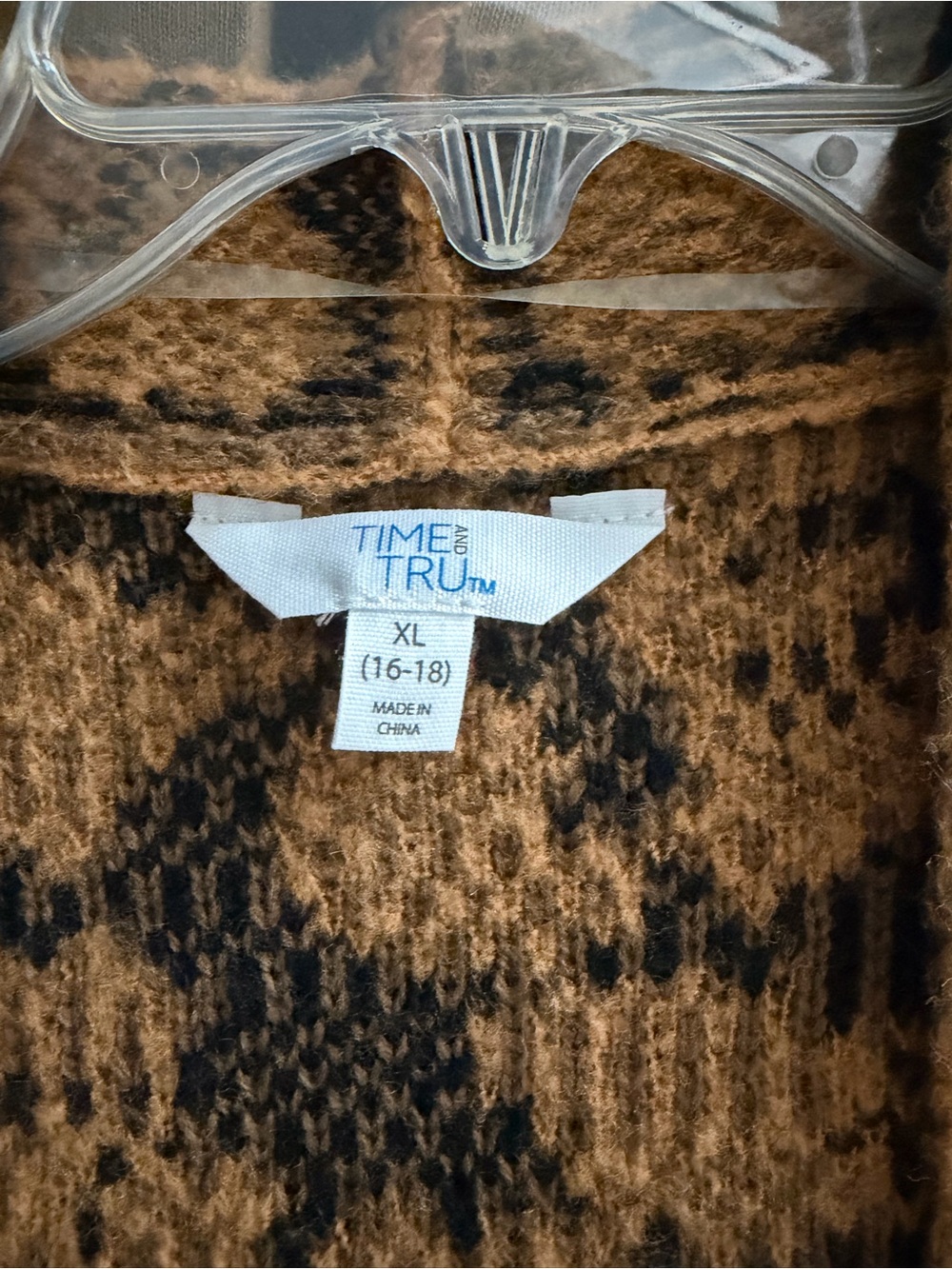 Time and Tru Leopard-Print Open Cardigan - Brown & Black - Picture 2 of 3